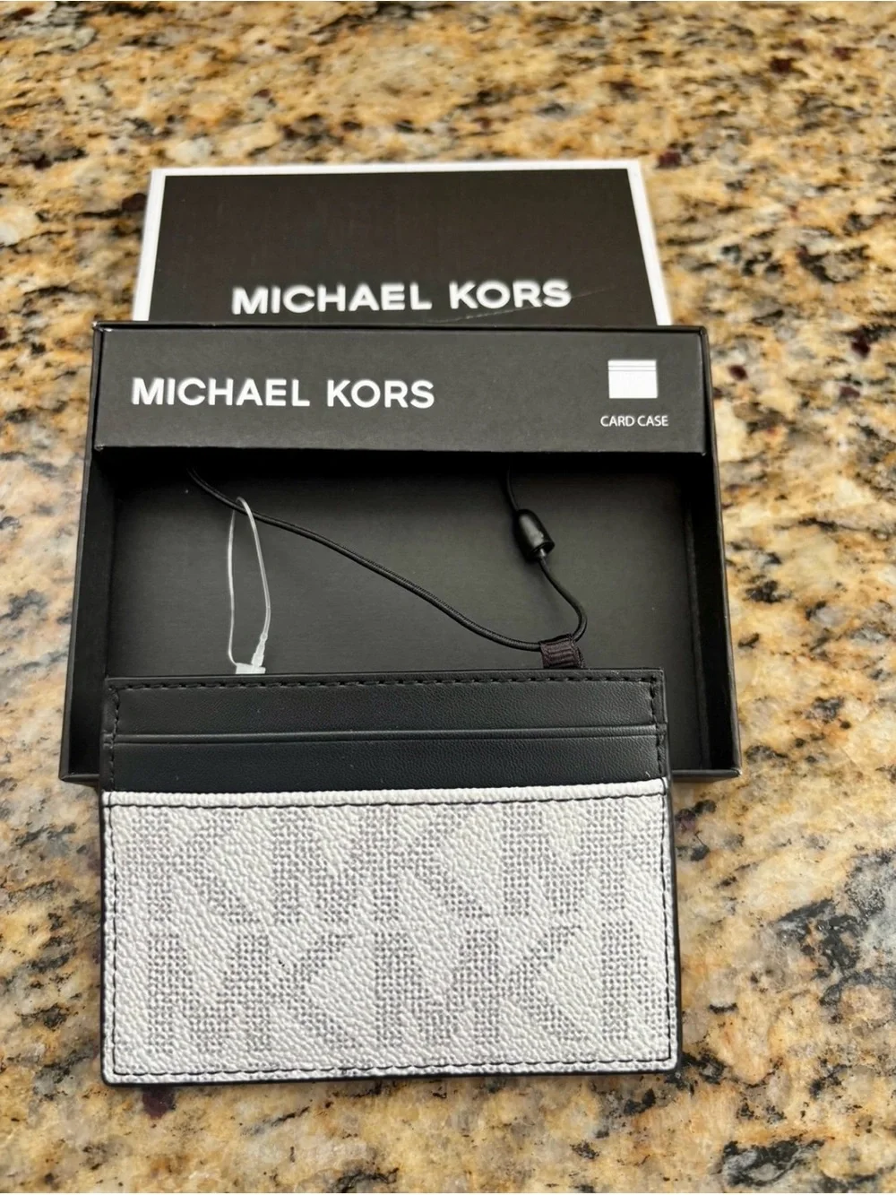 Michael Kors Silver and Black Signature Card Holder - Picture 1 of 7